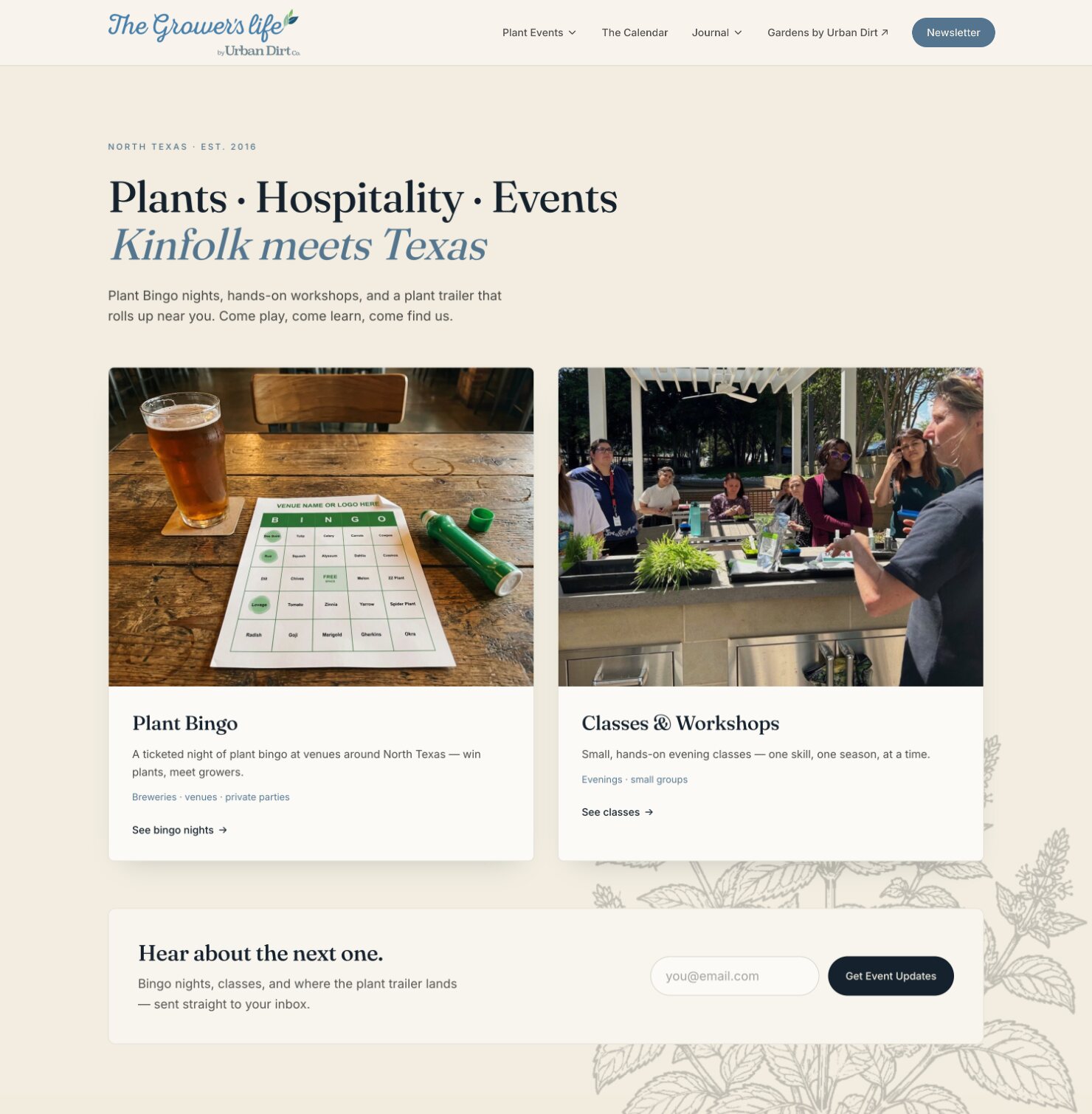 The Grower's Life homepage: Plants, Hospitality, Events - Plant Bingo nights and hands-on workshops